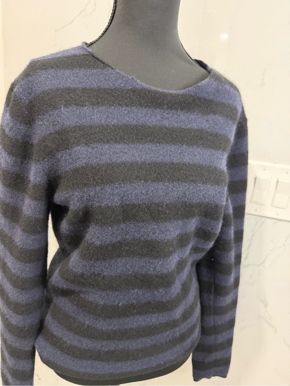 The Kooples Striped Crewneck Sweater in Blue and Black